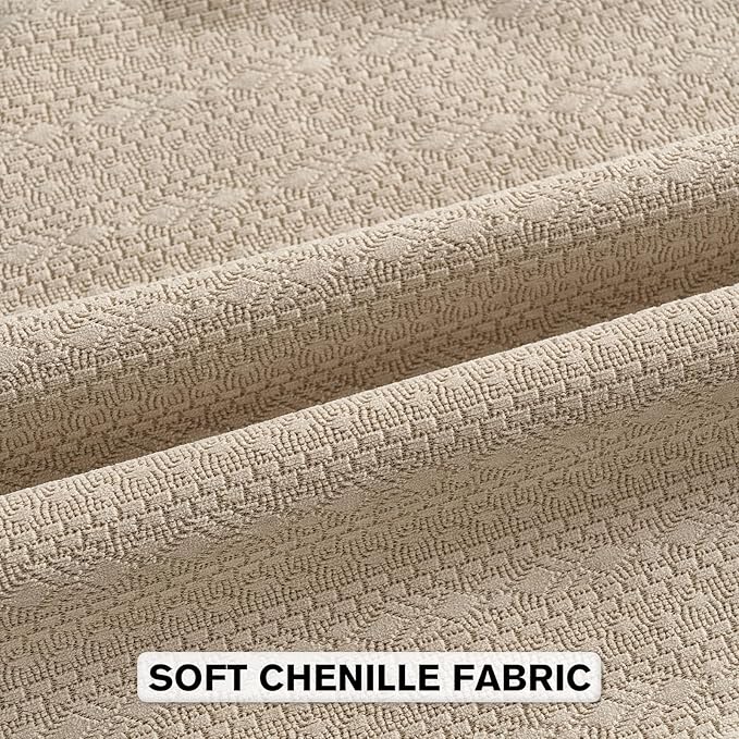 FUTEI Oatmeal Chenille Throw Pillow Covers 20x20 Inch Set of 2,Soft Striped & Diamond Textured Cushion Cases,Modern Home Decor for Couch Living Room