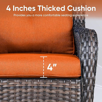 9-Piece Outdoor Patio Cushion Set - Fade & Water Resistant with Removable Olefin Cover, 22x24x4 Inch Memory Foam Cushions for Wicker Sectional Sofa – Orange/Buckle