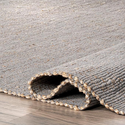 nuLOOM 2'6" x 10' Elfriede Jute & Cotton Hand Woven Area Rug, Elfriede Grey, Solid Rustic Farmhouse Style, Weaved Design, Natural Fiber, for Bedroom, Living Room, Dining Room, Hallway, Office