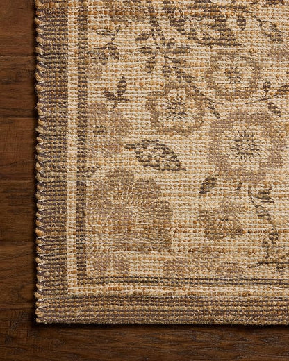 Loloi Chris Loves Julia Rue Collection RUE-03 Bark/Mocha 7'-6" x 9'-6" Area Rug Jute Neutral Floral Living Room Bedroom Rug