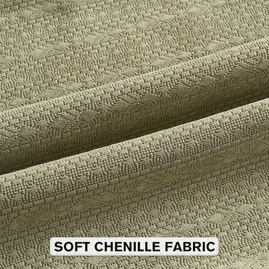 FUTEI Sage Green Chenille Throw Pillow Covers 16x16 Inch Set of 2,Soft Striped & Diamond Textured Cushion Cases,Modern Home Decor for Couch Living Room