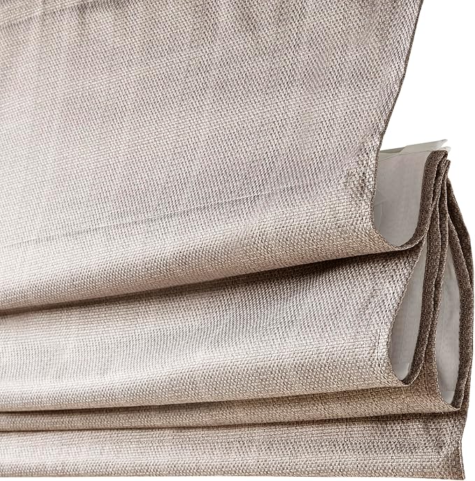 Madison Park Galen Cordless Roman Shade, 23"W x 64"H, Sheen Taupe – Room Darkening, Thermal Insulated, Energy Efficient Window Blind with Subtle Sheen Basketweave Fabric for Privacy
