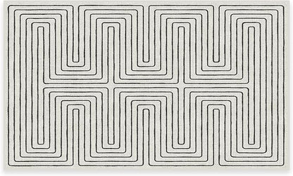 RUGGABLE x Jonathan Adler Machine Washable Modern Area Rug – Labyrinth Black/Ivory 3x5, Stain-Resistant, Non-Slip – Small Rugs for Living Room, Bedroom, Hallway, Entryway & Office–with Cushioned Pad