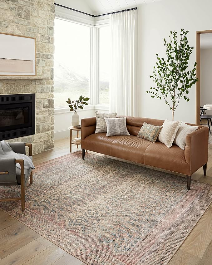 Loloi Angela Rose Aubrey Collection AUB-03 Ocean/Spice 7'-6" x 9'-6", .19" Pile Height, Area Rug