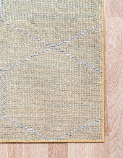 Unique Loom Trellis Frieze Collection Area Rug - Geometric (7' Square, Yellow/ Ivory)