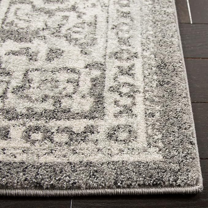 SAFAVIEH Area Rug 10x14 - Evoke Collection - Large - Grey & Ivory, Distressed Design, Non-Shedding & Easy to Clean, Ideal for Living Room, Bedroom, Dining Space (EVK256D)
