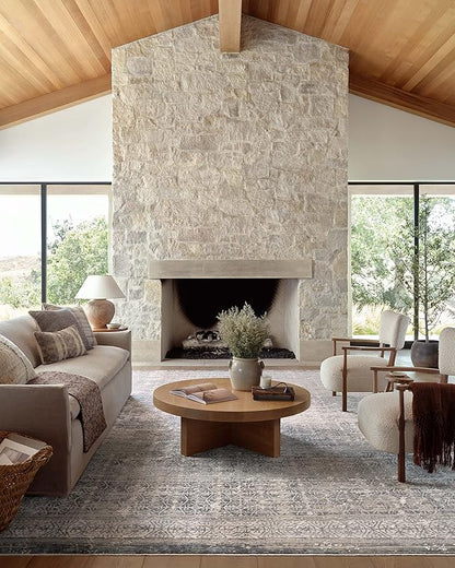 Loloi Amber Lewis Alie Collection ALE-04 Sky/Stone 2'-7'' x 12'-0'', .13'' Pile Height, Runner Rug
