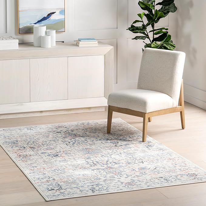 nuLOOM 10' x 14' Machine Washable Stain-Resistant Area Rug Medium Profile for Living Room, Bedroom, and Dining Room, Everlee Blue