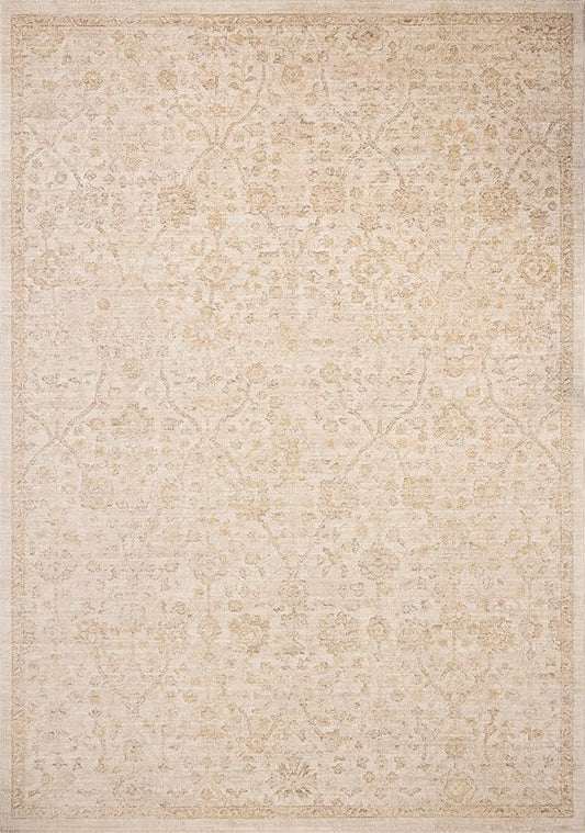 Loloi Chris Loves Julia Palma Collection PLM-01 Ivory/Sand 2'-7" x 7'-6" Fringe Runner Rug Vintage Style Boho Living Room Bedroom Carpet