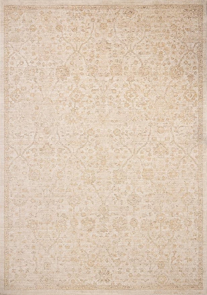 Loloi Chris Loves Julia Palma Collection PLM-01 Ivory/Sand 7'-10" x 10' Fringe Area Rug Vintage Style Boho Living Room Bedroom Carpet