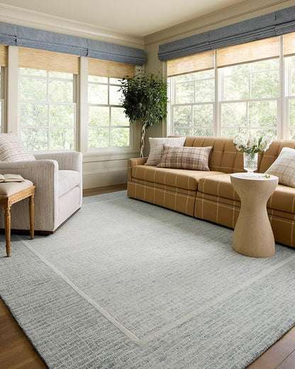 Loloi Chris Loves Julia Briggs Collection, Mist & Ivory, 3'-6" x 5'-6" Accent Rug – Minimal Gritted Design Area Rugs for Living Room Bedroom Entryway & Hallway No Shed High Traffic Home Decor Rug