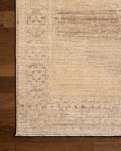 Loloi Chris Loves Julia Palma Collection PLM-07 Wheat/Taupe 11'-6" x 15'-7" Fringe Area Rug Vintage Style Boho Living Room Bedroom Carpet