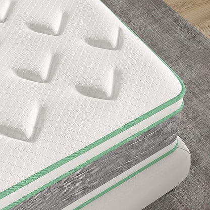 Novilla King Mattress 12 Inch Hybrid Mattress in a Box, Innerspring Mattresses with Gel Memory Foam for a Cool Sleep, Pressure Relief, Medium Firm with Pillow Top, Groove
