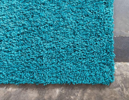 Unique Loom Solid Shag Collection Area Rug (5' 1" x 8' Rectangle Deep Aqua Blue)