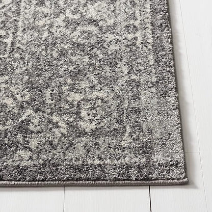 SAFAVIEH Evoke Collection Area Rug - 6'7" x 9', Grey & Ivory, Distressed Design, Non-Shedding & Easy to Clean, Ideal for Living Room, Bedroom, Dining Space (EVK256D)