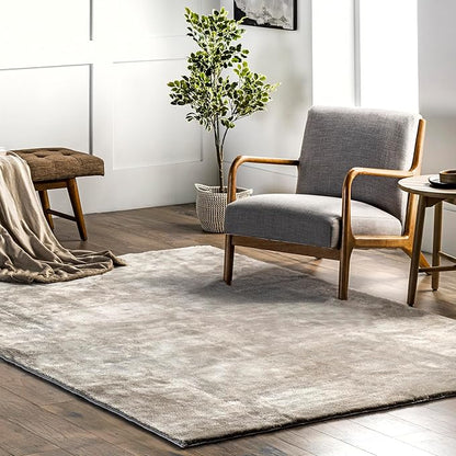 nuLOOM 4' x 6' Cozy Plush Area Rug, Machine Washable, Non-Slip, Soft Fluffy Shag Carpet for Living Room Bedroom Kids Room Nursery Home Decor, Loni Beige