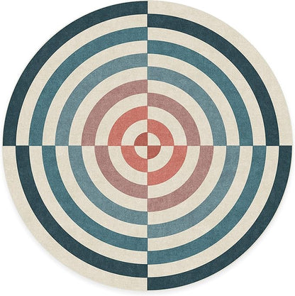 RUGGABLE x Jonathan Adler Machine Washable Modern Area Rug – Op Art Teal 8 ft Round, Stain-Resistant, Non-Slip – Large Rugs for Living Room, Bedroom, Hallway, Entryway & Office–with Cushioned Pad
