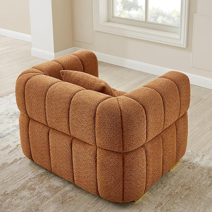 VANOMi 90.94”Cloud Sofa Couch, Modern Deep Seat Boucle Sofa, Oversized Upholstered 3-Seater Comfy Couch Loveseat for Living Room, Bedroom, Office, Apartment, Curry (1 Piece)