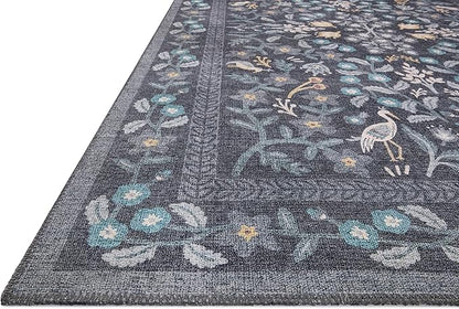 Loloi Rifle Paper Co. Maison Collection MAO-01 Nightingale Black 7'-6" x 9'-6", .19" Pile Height, Area Rug