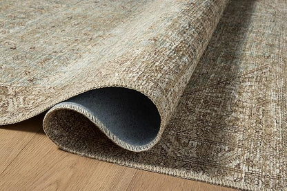 Loloi Amber Lewis Cambria Collection CBR-05 Aqua/Natural 6'-0" x 9'-0" Area Rug Jute, Neutral, Vintage Style, Antique Tone, Living, Bedroom, Dining, Carpet