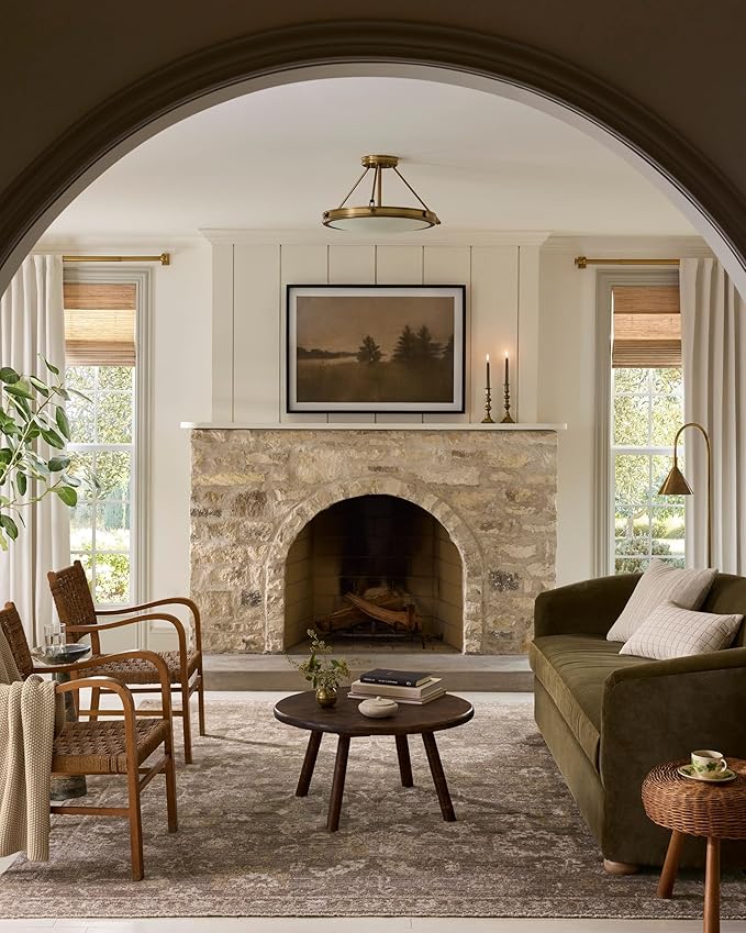 Loloi Magnolia Home by Joanna Gaines Pace Collection PAC-03 Taupe/Wheat 5'-3" x 5'-3" Round Area Rug