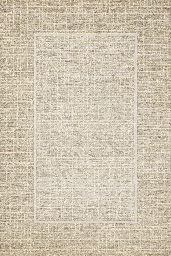 Loloi Chris Loves Julia Briggs Collection, Wheat & Ivory, 7'-9" x 9'-9" Area Rug – Minimal Gritted Design Area Rugs for Living Room Bedroom Entryway & Hallway No Shed High Traffic Home Decor Rug