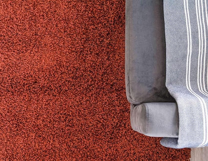 Unique Loom Solid Shag Collection Area Rug (2' 6" x 16' 5" Runner, Terracotta)