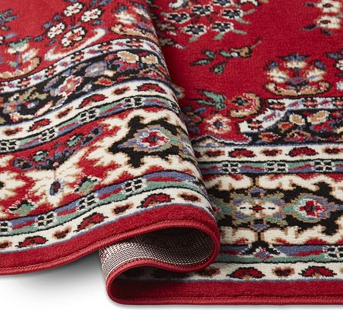 Home Dynamix Premium Sakarya Traditional Medallion Border Area Rug, Claret, 1'9"x7'2" Runner