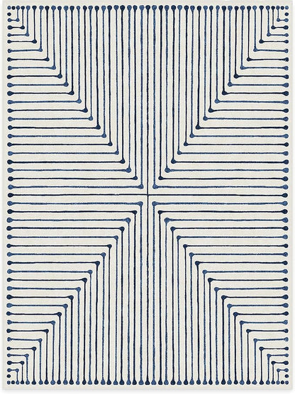 RUGGABLE x Jonathan Adler Machine Washable Modern Area Rug – Inkdrop Slate Blue 9x12, Stain-Resistant, Non-Slip – Large Rugs for Living Room, Bedroom, Hallway, Entryway & Office–with Standard Pad