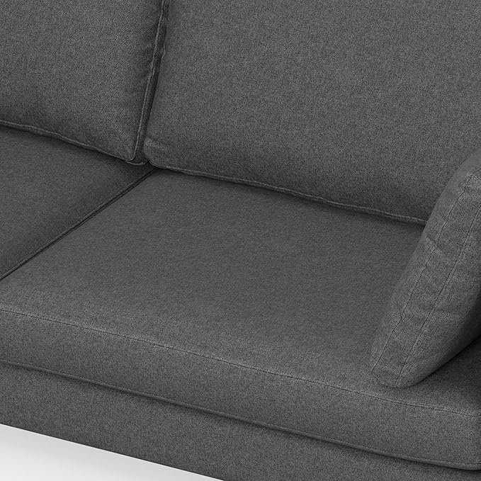 SIMPLIHOME Ava Sofa and Ottoman in 100% Recycled Polyester Performance Fabric, Pebble Grey, 90-inch-Wide 3-Seater Couch and Matching 36-inch-Wide Table Ottoman for Living Room, 2-Piece Set