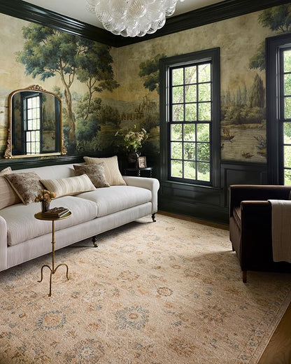 Loloi Chris Loves Julia Palma Collection PLM-11 Natural/Multi 11'-6" x 15'-7" Fringe Area Rug Vintage Style Boho Living Room Bedroom Carpet