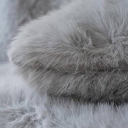 Neelvin Light Grey Faux Fur Cozy Fluffy Double-Sided Decorative Throw Pillow Covers 16x16 inch Set of 2,Velvet Pillowcase Cushion Case for Sofa Couch