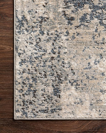 Loloi Teagan Collection TEA-07 Natural/Denim 2'-8" x 10'-6" Runner Rug, Large, Soft Neutral Rug, High-Traffic for Living Room, Bedroom, Home Office, Dining Area