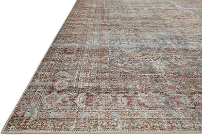 Loloi Chris Loves Julia Jules Collection JUL-05 Lagoon/Brick 7'-6'' x 9'-6'', .13" Pile Height, Area Rug