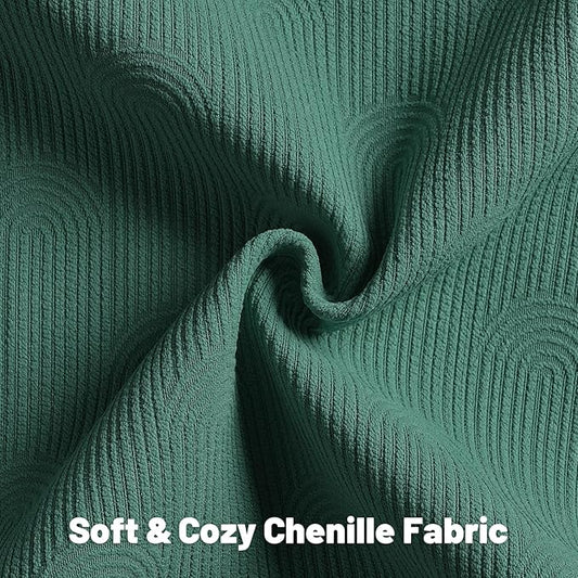 FUTEI Teal Chenille Decorative Throw Pillow Covers 24x24 Inch Set of 2,Soft Cozy Striped Geometric Patterns European Cushion Cases,Modern Home Decor for Couch Bed Living Room