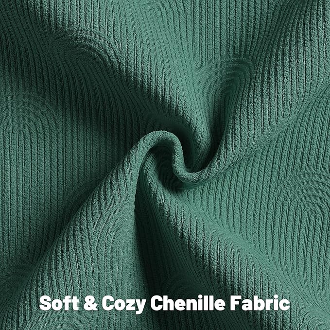 FUTEI Teal Chenille Decorative Throw Pillow Covers 22x22 Inch Set of 2,Soft Cozy Striped Geometric Patterns Cushion Cases,Modern Home Decor for Couch Bed Living Room