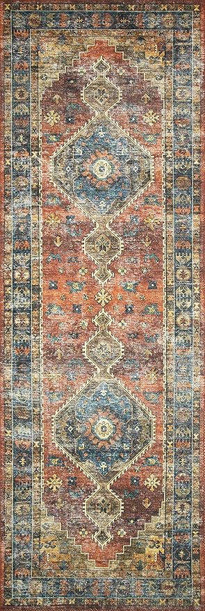 Loloi Skye Collection SKY-11 Rust/Blue 2'-6" x 12'-0" Runner Rug