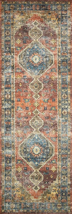 Loloi Skye Collection SKY-11 Rust/Blue 7' x 9' Oval Area Rug