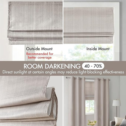 Madison Park Galen Cordless Roman Shade, 33"W x 64"H, Sheen Taupe – Room Darkening, Thermal Insulated, Energy Efficient Window Blind with Subtle Sheen Basketweave Fabric for Privacy
