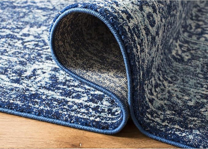 SAFAVIEH Evoke Collection 11' x 15' Navy/Ivory EVK256A Oriental Distressed Non-Shedding Living Room Bedroom Dining Home Office Area Rug