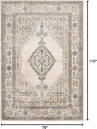 Loloi Teagan Collection TEA-02 Oatmeal/Ivory 6'-7" x 9'-2" Area Rug, Large, Soft Neutral Rug, High-Traffic for Living Room, Bedroom, Home Office, Dining Area