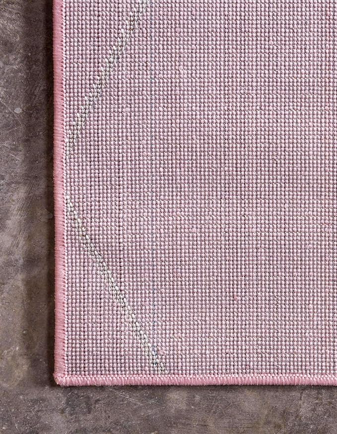 Unique Loom Trellis Frieze Collection Area Rug - Geometric (7' 1" x 10', Light Pink/ Ivory)
