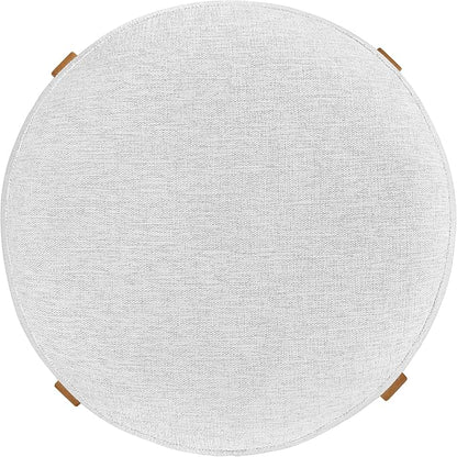 Christopher Knight Home Lera Modern Counter Height Bar Stools Set of 4, Fabric Round Stool Chair for Kitchen Island, Wooden Dining Room Chair, Upholstered Counter Stool with Footrest, Walnut+Ivory
