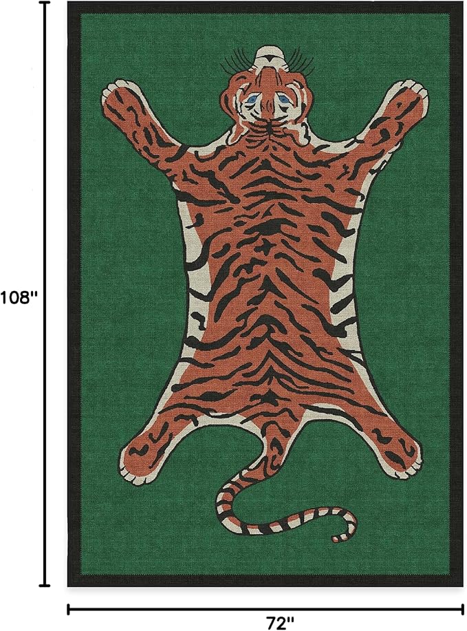 RUGGABLE x Jonathan Adler Washable Modern Area Rug – Tiger Emerald 6x9, Stain-Resistant, Non-Slip – Medium Machine Washable Rugs for Living Room, Bedroom, Hallway, Entryway & Office–with Standard Pad