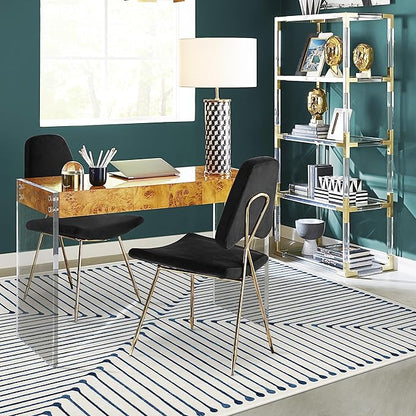 RUGGABLE x Jonathan Adler Machine Washable Modern Area Rug – Inkdrop Slate Blue 6x9, Stain-Resistant, Non-Slip – Medium Rugs for Living Room, Bedroom, Hallway, Entryway & Office–with Standard Pad