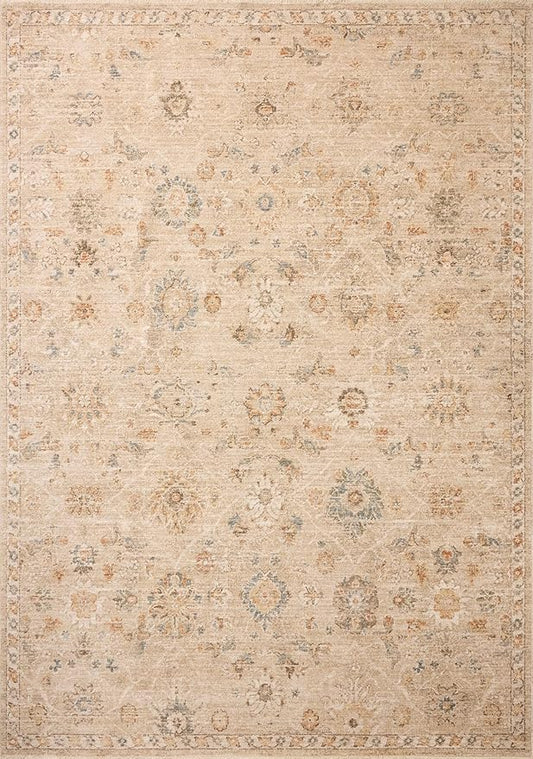 Loloi Chris Loves Julia Palma Collection PLM-11 Natural/Multi 9'-6" x 13'-1" Fringe Area Rug Vintage Style Boho Living Room Bedroom Carpet