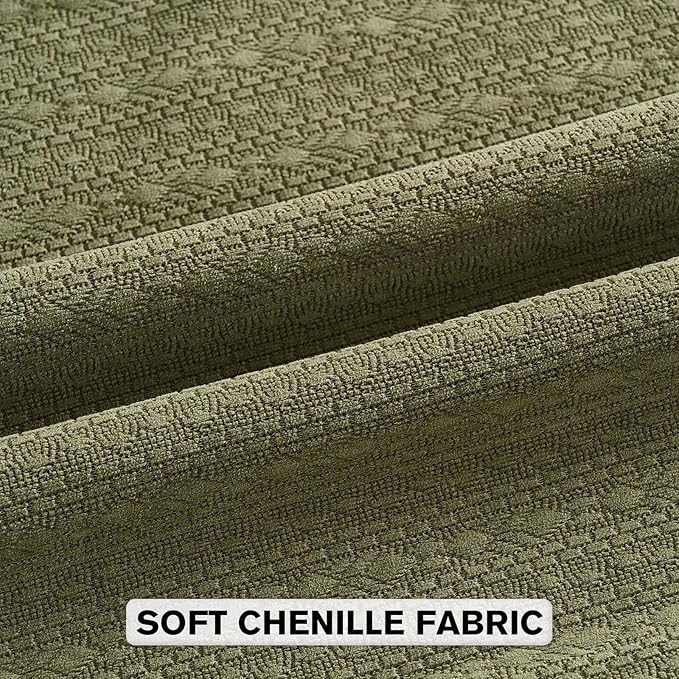 FUTEI Moss Green Chenille Throw Pillow Covers 20x20 Inch Set of 2,Soft Striped & Diamond Textured Cushion Cases,Modern Home Decor for Couch Living Room