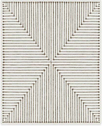 RUGGABLE x Jonathan Adler Machine Washable Modern Area Rug – Inkdrop Camel & Ivory 8x10, Stain-Resistant, Non-Slip – Large Rugs for Living Room, Bedroom, Hallway, Entryway & Office–with Cushioned Pad