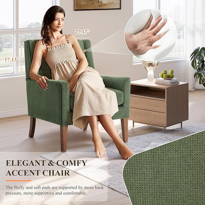 Accent Chairs for Living Room, Mid-Century Wooden Fabric Living Room Chairs, Arm Chair, Side Chairs for Living Room, Bedroom, Reading Nook