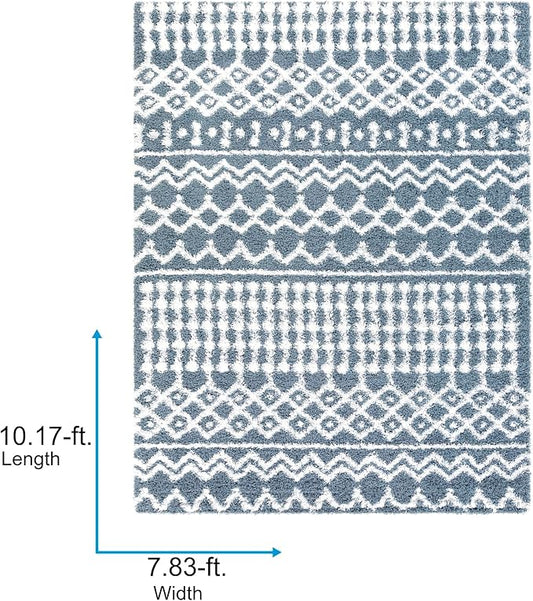 Livabliss Hapsburg Moroccan Shag Area Rug, 7'10" x 10'2", Denim